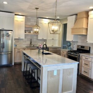 Modern kitchen with marble countertops