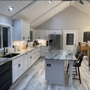 Modern kitchen with marble countertops